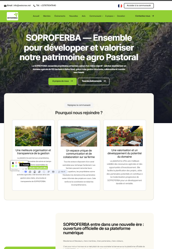 Votre domaine, votre outil : SOPROFERBA lance sa plateforme pour mieux avancer ensemble